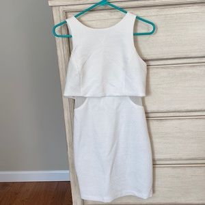 Cute white dress with side mesh cut outs